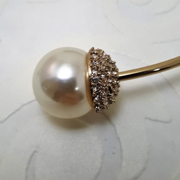 EXPRESS GOLD TONE FAUX PEARL CHOKER NECKLACE - Picture 4 of 4